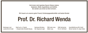 Traueranzeige von Richard Wenda von Pegnitz-Zeitung